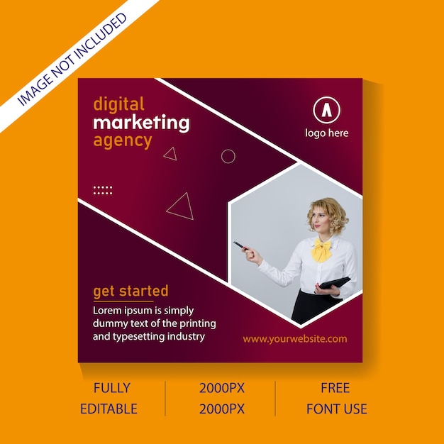 A yellow and orange poster that says digital marketing agency.