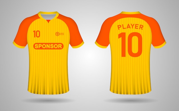 Modello di maglia calcio giallo e arancione