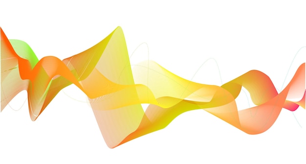 Yellow orange sound wave line curve on white background. element for theme technology futuristic vector