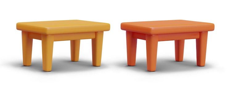 Vector yellow and orange tables for several person choice of wood color