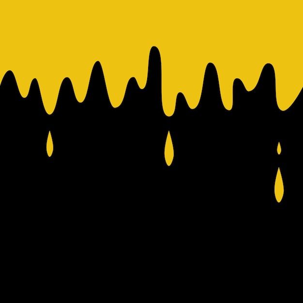 Vector yellow paint dripping abstract blob black background