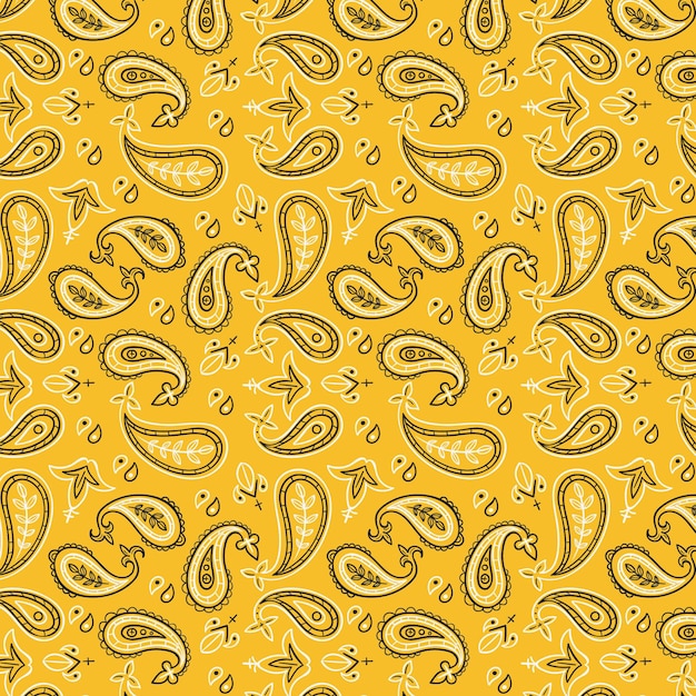 Yellow paisley bandana pattern