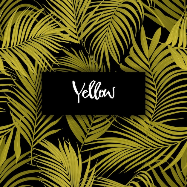 Yellow palm leaf vector seamless pattern