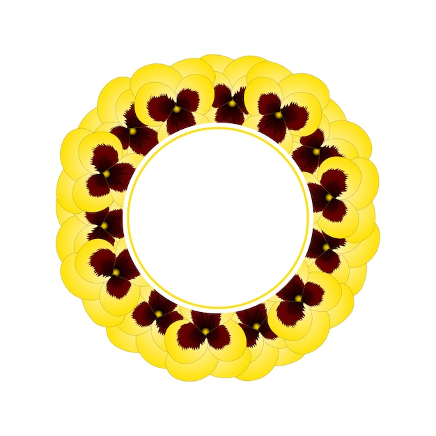 Yellow pansy flower banner wreath