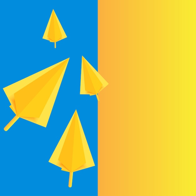 Вектор Желтое бумажное ремесло в цвете украинского флага, зонтик абстрактный вектор