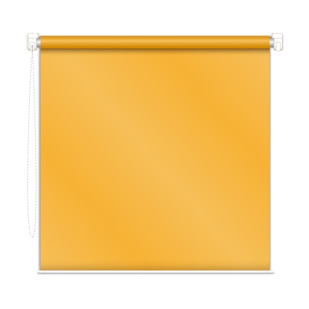 Yellow paper window blind icon Realistic illustration of yellow paper window blind vector icon for web design isolated on white background