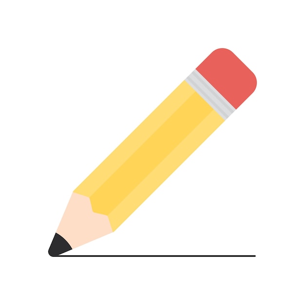 Yellow pencil icon flat vector illustration