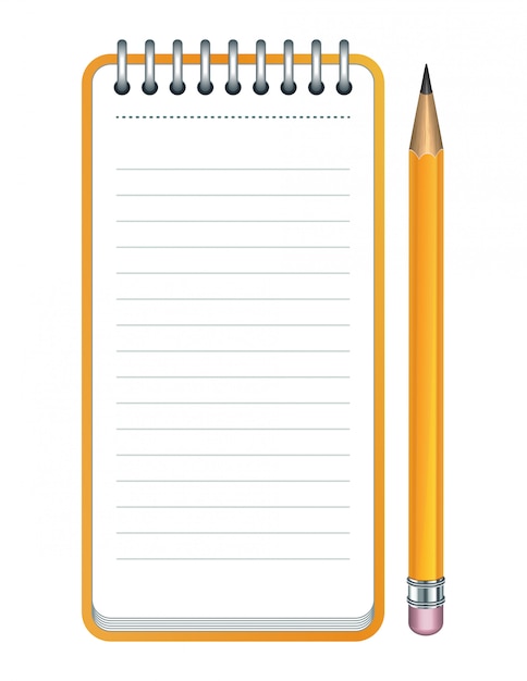 Yellow Pencil and notepad icon. 