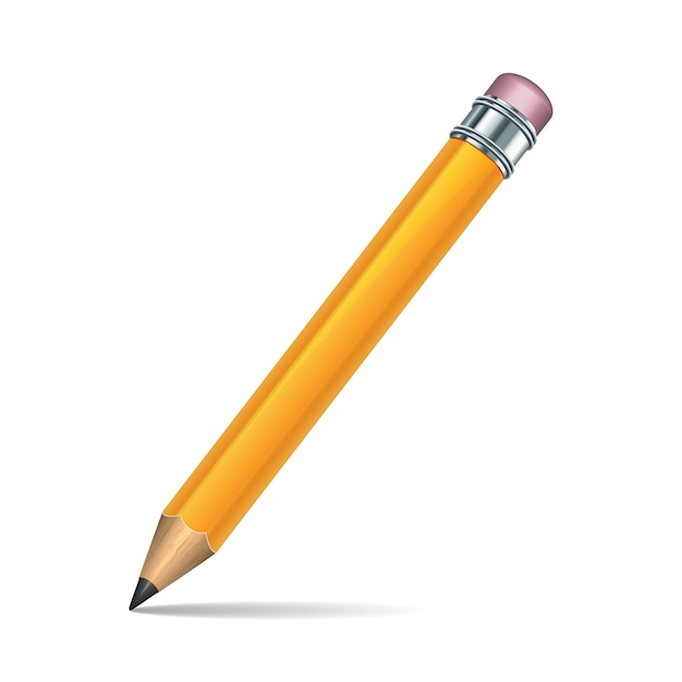 Yellow pencil  on white background.  illustration