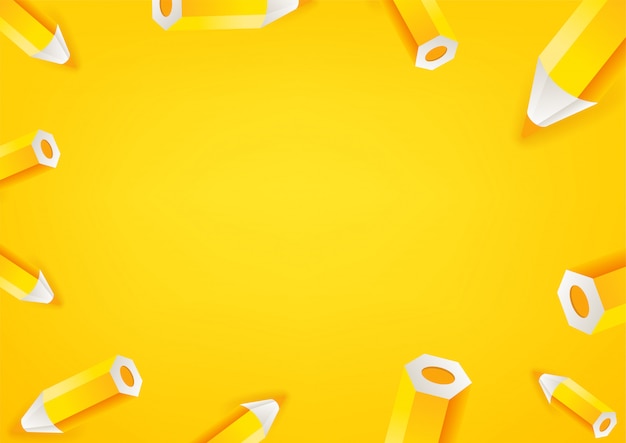 Yellow pencils wallpaper. Social media message   background. Copy space for a text