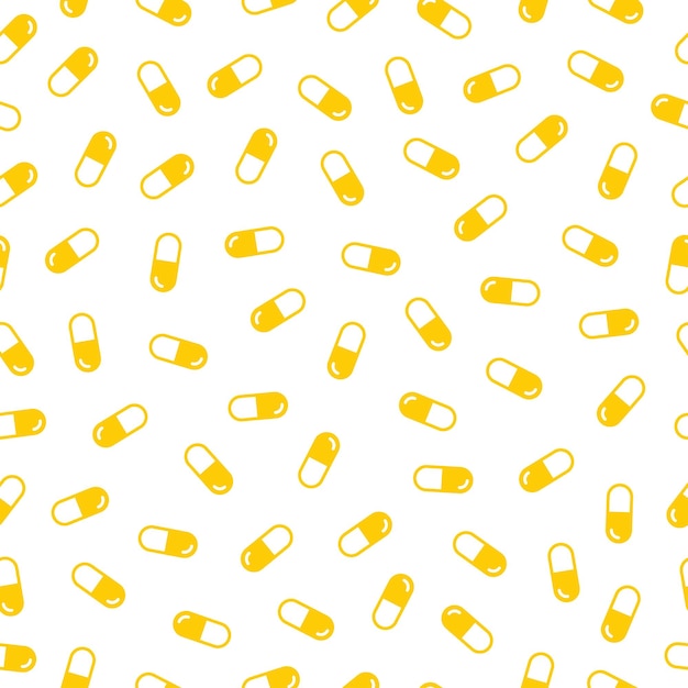 Vector yellow pills seamless pattern with white background.