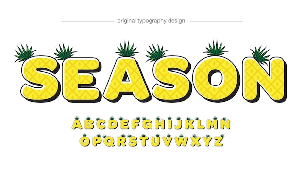 yellow pineapple cartoon typography