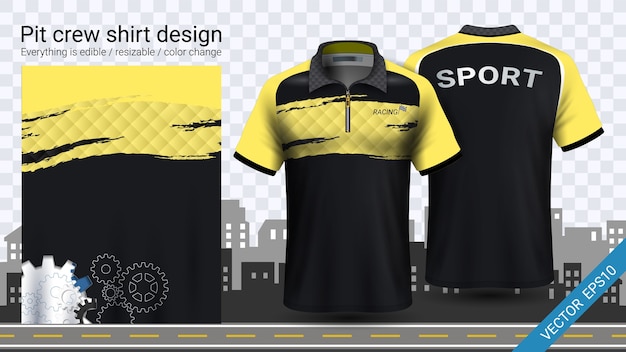 Modello di mockup di camicie equipaggio giallo pit