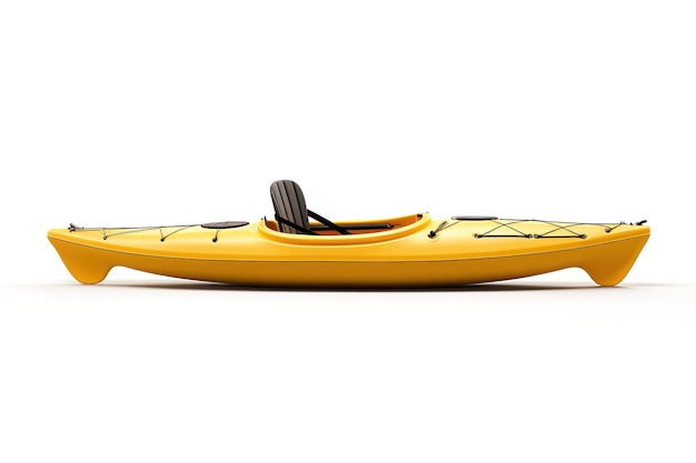 Vector yellow plastic kayak with paddle isolated on white