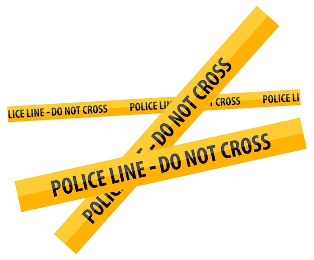 Yellow police line do not cross crime scene danger caution tapes for crime place Vector illustration isolated on transparent background