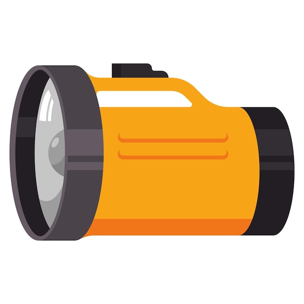 Yellow portable flashlight vector cartoon illustration isolated on a white background