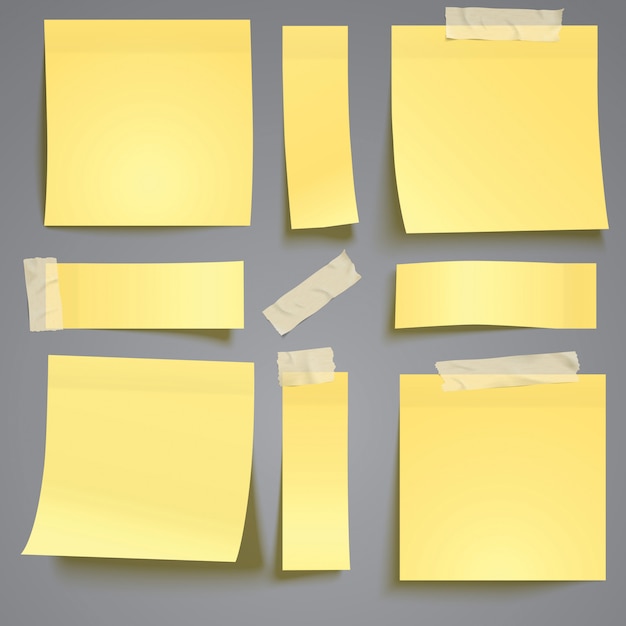 Vector yellow post it note with adhesive tape