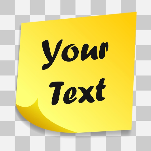 Vector yellow post note sticker on transparent background vector isolated element