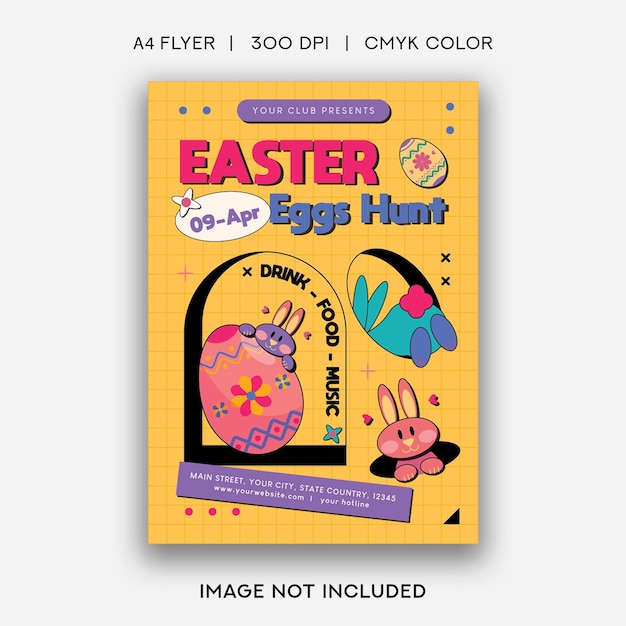 A yellow poster that says easter on the front.