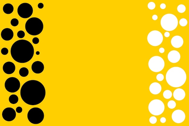 Вектор Желтый фон презентации с черными и белыми кругами, падающими по бокам