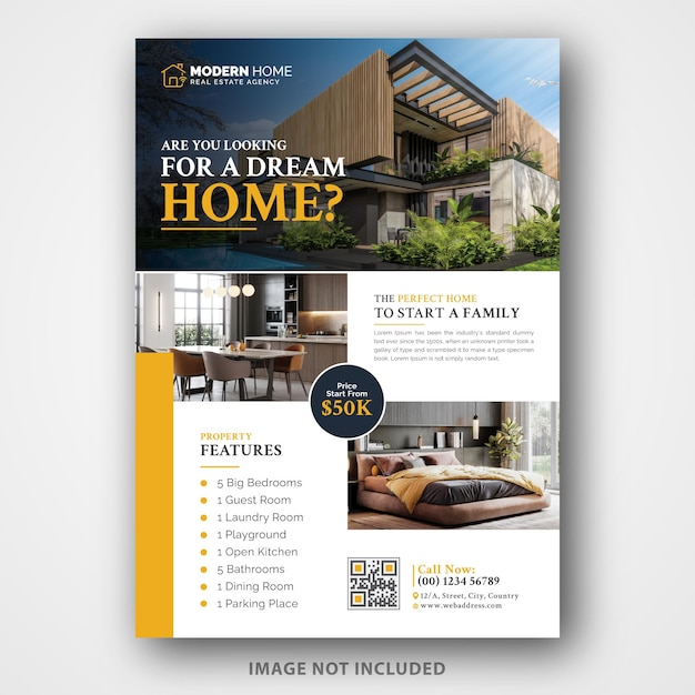 Vector yellow professional clean real estate flyer template design with gradient accent