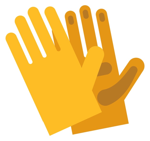 Вектор Желтые защитные перчатки личная безопасность для ручной работы на белом фоне