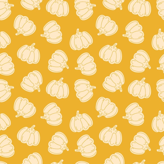 Yellow pumpkins vector illustration in flat cartoon style seamless pattern