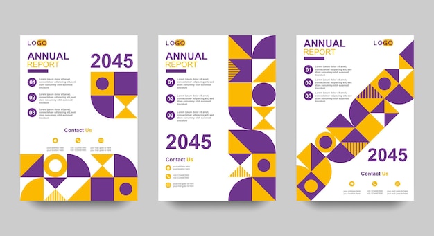 Yellow and purple annual cover collection set