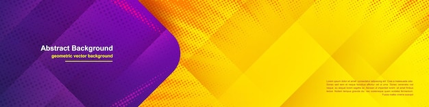 Vector yellow purple background with halftone dots texture design, bright poster, banner design template
