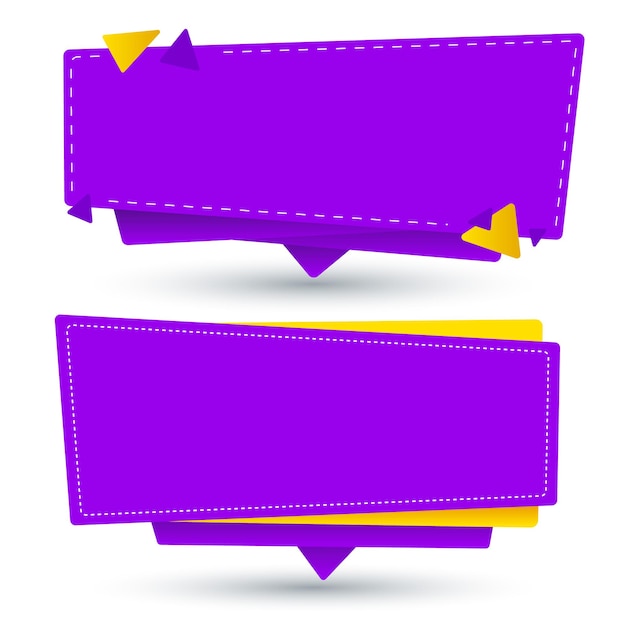 Yellow and purple blank banner set