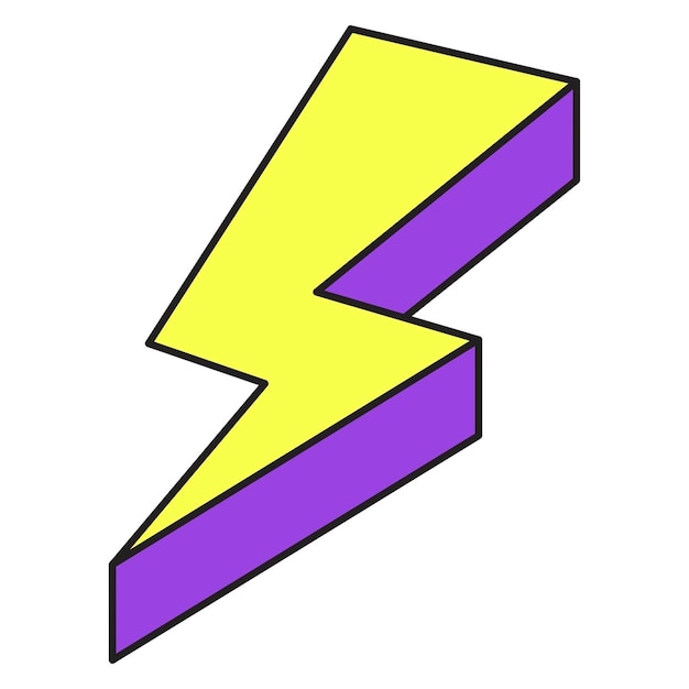 a yellow and purple lightning bolt with a purple stripe