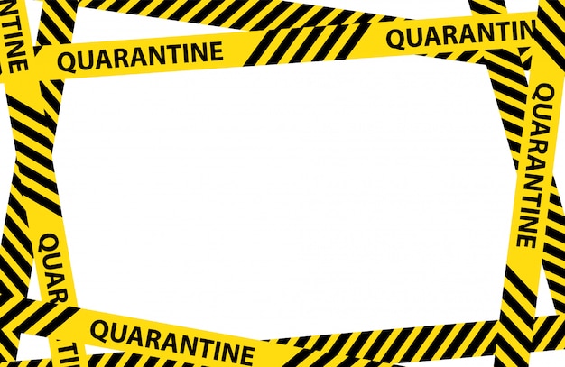 Yellow quarantine warning tape frame