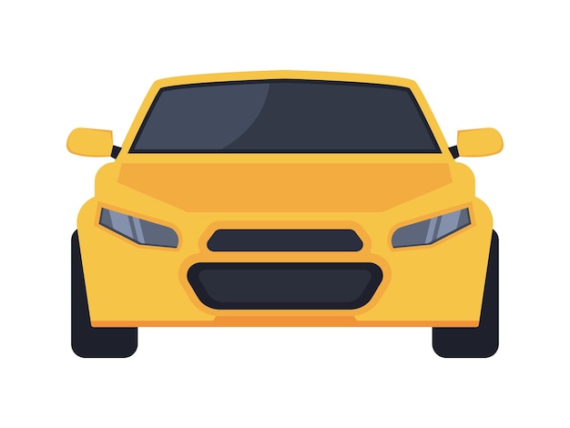 Yellow Racing Car front view Vector automobile icon