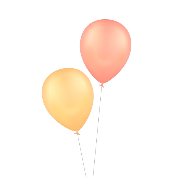  Yellow Red Balloons Isolated Background