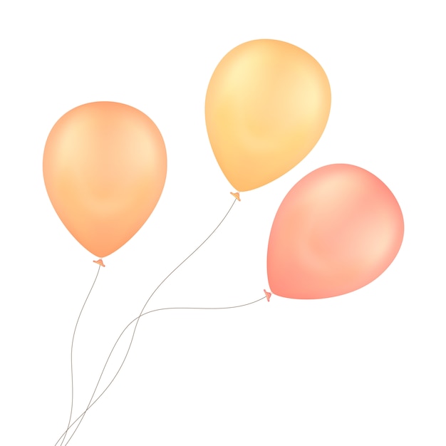 Yellow red balloons isolated background