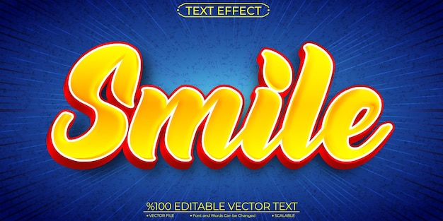 Yellow and Red Cute Smile Editable and Scalable Vector Text Effect