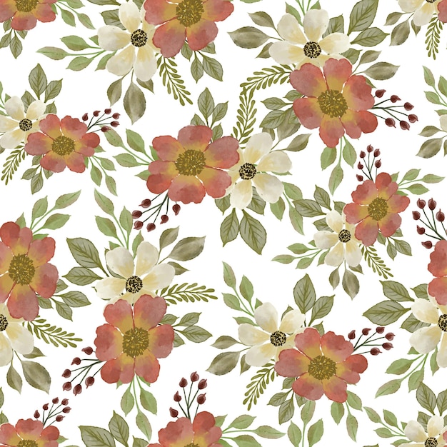 Vector yellow and red floral seamless pattern for fabric design