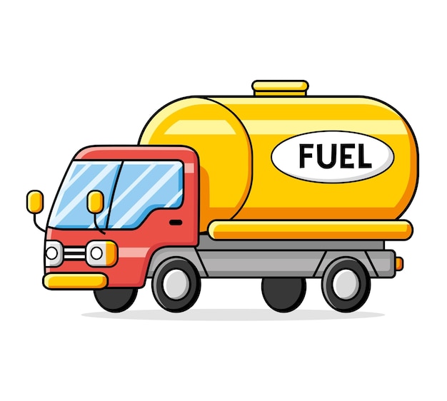 Vector yellow red fuel truck