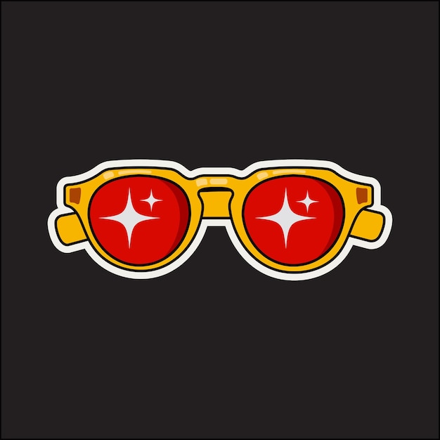 Vector yellow red glasses sticker