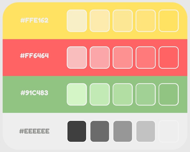 Yellow red green color palette vector neon colors catalog rgb pantone colors colour matching