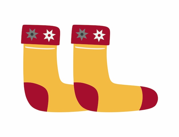 Yellow and red Socks Vector Illustration Flat