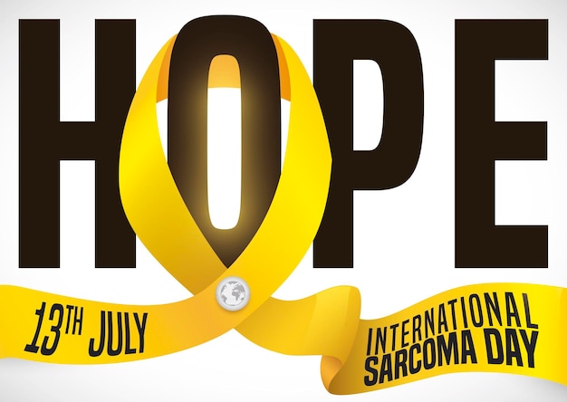 Yellow ribbon as symbol of hope during International Sarcoma Day