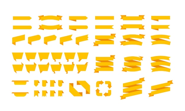Набор баннеров с желтыми лентами набор больших лент коллекция лент на белом фоне королевские ленты для продвижения дизайна векторная графика eps 10