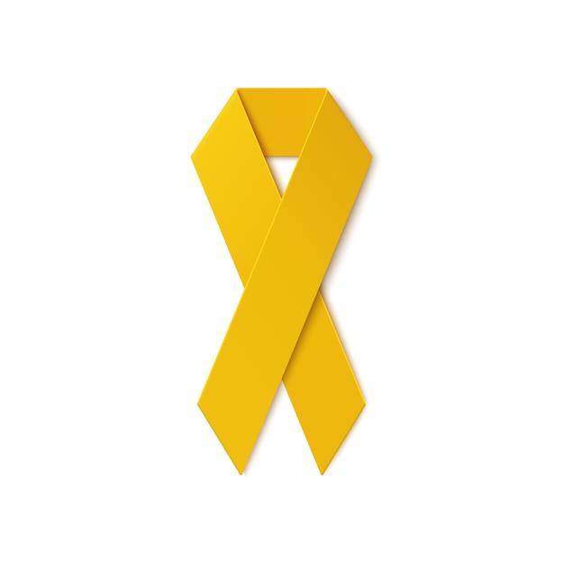 Yellow ribbon isolated on white background.