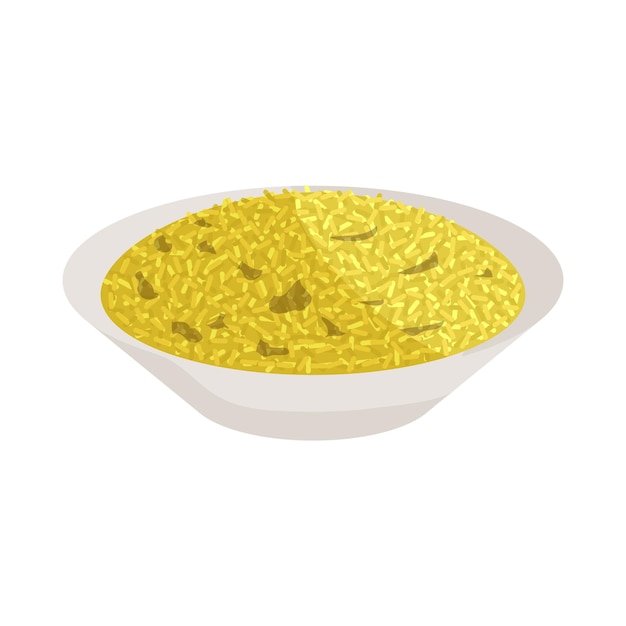 ベクトル 白い背景に隔離された漫画スタイルの黄色い米のアイコン 食品のシンボル