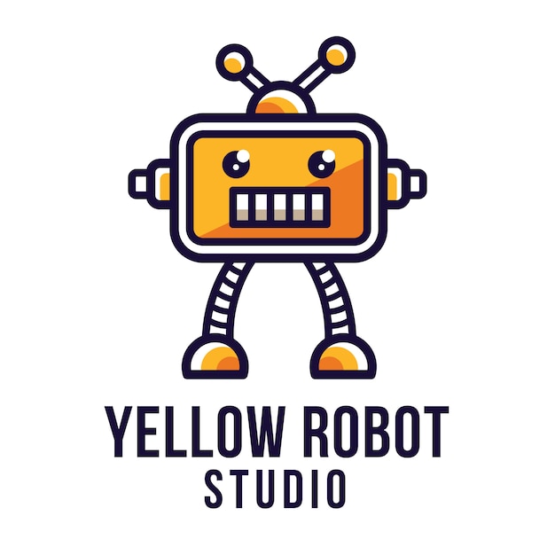 黄色のロボットスタジオのロゴのテンプレート