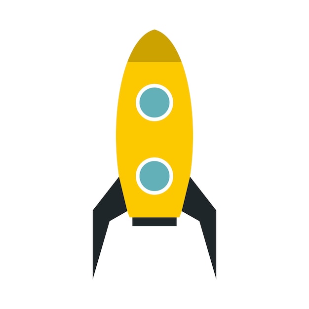 Yellow rocket icon in flat style on a white background