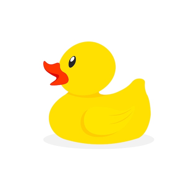 Vector yellow rubber bath duck vector illustration in trendy flat style isolated on white background