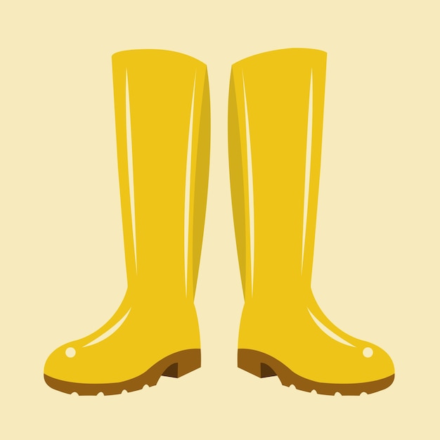 Yellow rubber boots illustration