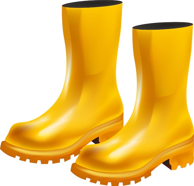 yellow rubber boots yellow color shoes boots low shoes boots vector illustration 3D